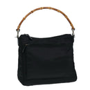 GUCCI Bamboo Hand Bag Nylon Black Silver 000 0509 Auth ep5387-1