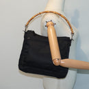 GUCCI Bamboo Hand Bag Nylon Black Silver 000 0509 Auth ep5387-24