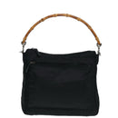 GUCCI Bamboo Hand Bag Nylon Black Silver 000 0509 Auth ep5387-13