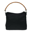 GUCCI Bamboo Hand Bag Nylon Black Silver 000 0509 Auth ep5387-2