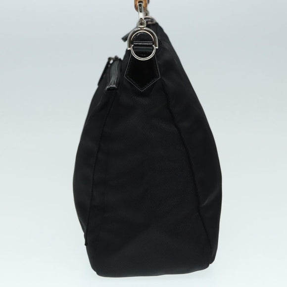 GUCCI Bamboo Hand Bag Nylon Black Silver 000 0509 Auth ep5387