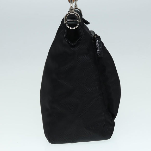 GUCCI Bamboo Hand Bag Nylon Black Silver 000 0509 Auth ep5387