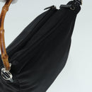GUCCI Bamboo Hand Bag Nylon Black Silver 000 0509 Auth ep5387-6