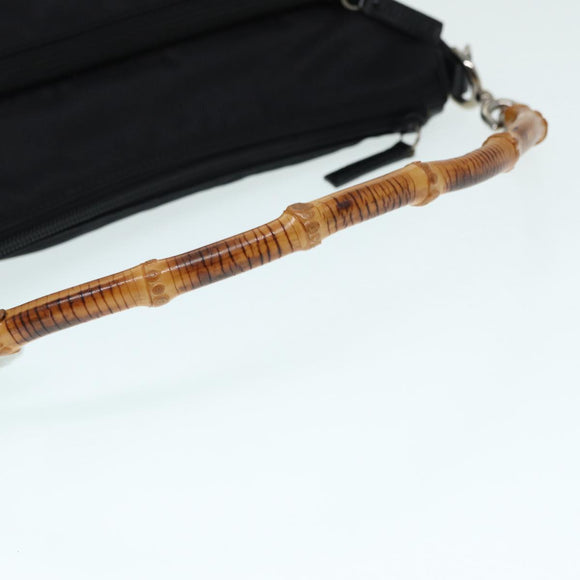 GUCCI Bamboo Hand Bag Nylon Black Silver 000 0509 Auth ep5387