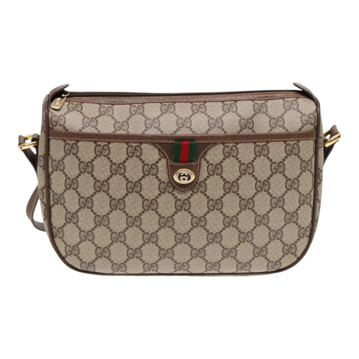 GUCCI GG Supreme Web Sherry Line Shoulder Bag Beige Gold 89 02 077 Auth ep5397 - 0