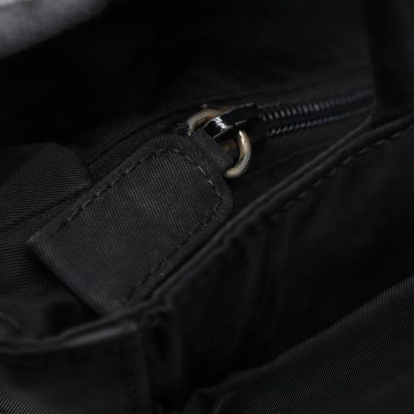 PRADA Handtas Nylon Zwart Zilver Auth ep5402