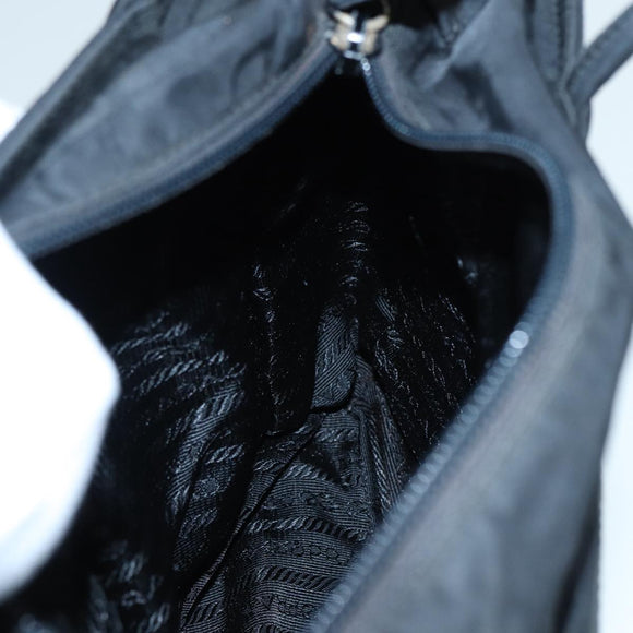 PRADA Handtas Nylon Zwart Zilver Auth ep5402