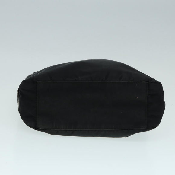 PRADA Handtas Nylon Zwart Zilver Auth ep5402