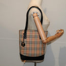 BURBERRY Nova Check Tote Bag Canvas Beige Gold Auth ep5405-20