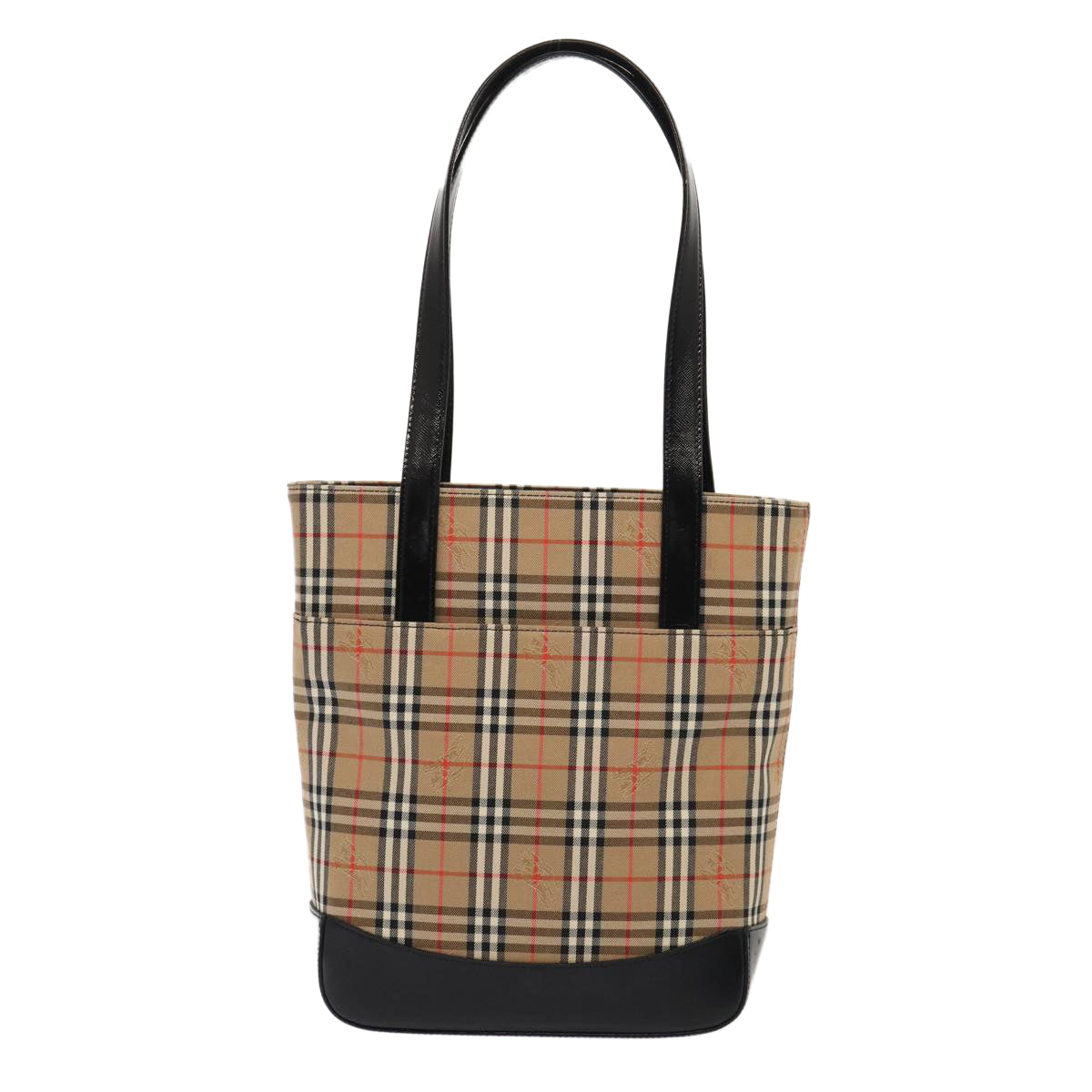 BURBERRY Nova Check Tote Bag Canvas Beige Gold Auth ep5405