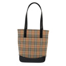 BURBERRY Nova Check Tote Bag Canvas Beige Gold Auth ep5405-2
