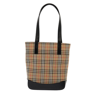 BURBERRY Nova Check Tote Bag Canvas Beige Gold Auth ep5405 - 0