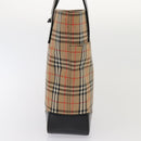 BURBERRY Nova Check Tote Bag Canvas Beige Gold Auth ep5405-21
