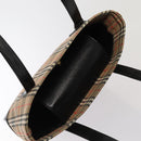 BURBERRY Nova Check Tote Bag Canvas Beige Gold Auth ep5405-5
