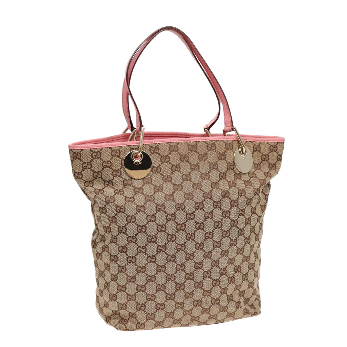 GUCCI GG Canvas Tote Bag Beige Gold 120836 Auth ep5407