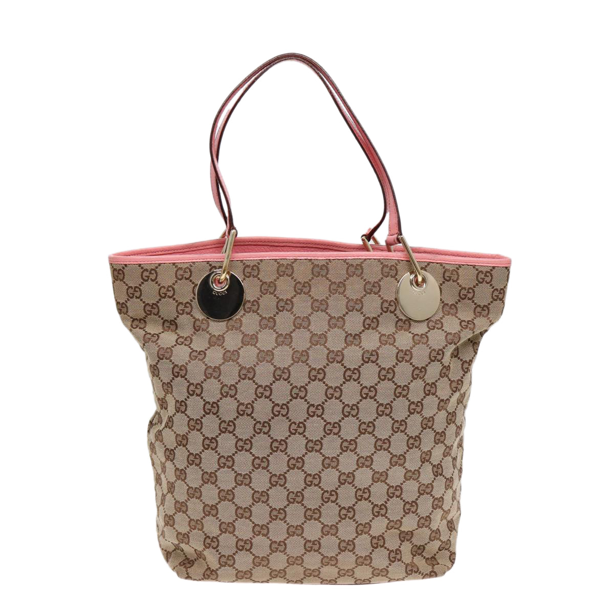 GUCCI GG Canvas Tote Bag Beige Gold 120836 Auth ep5407