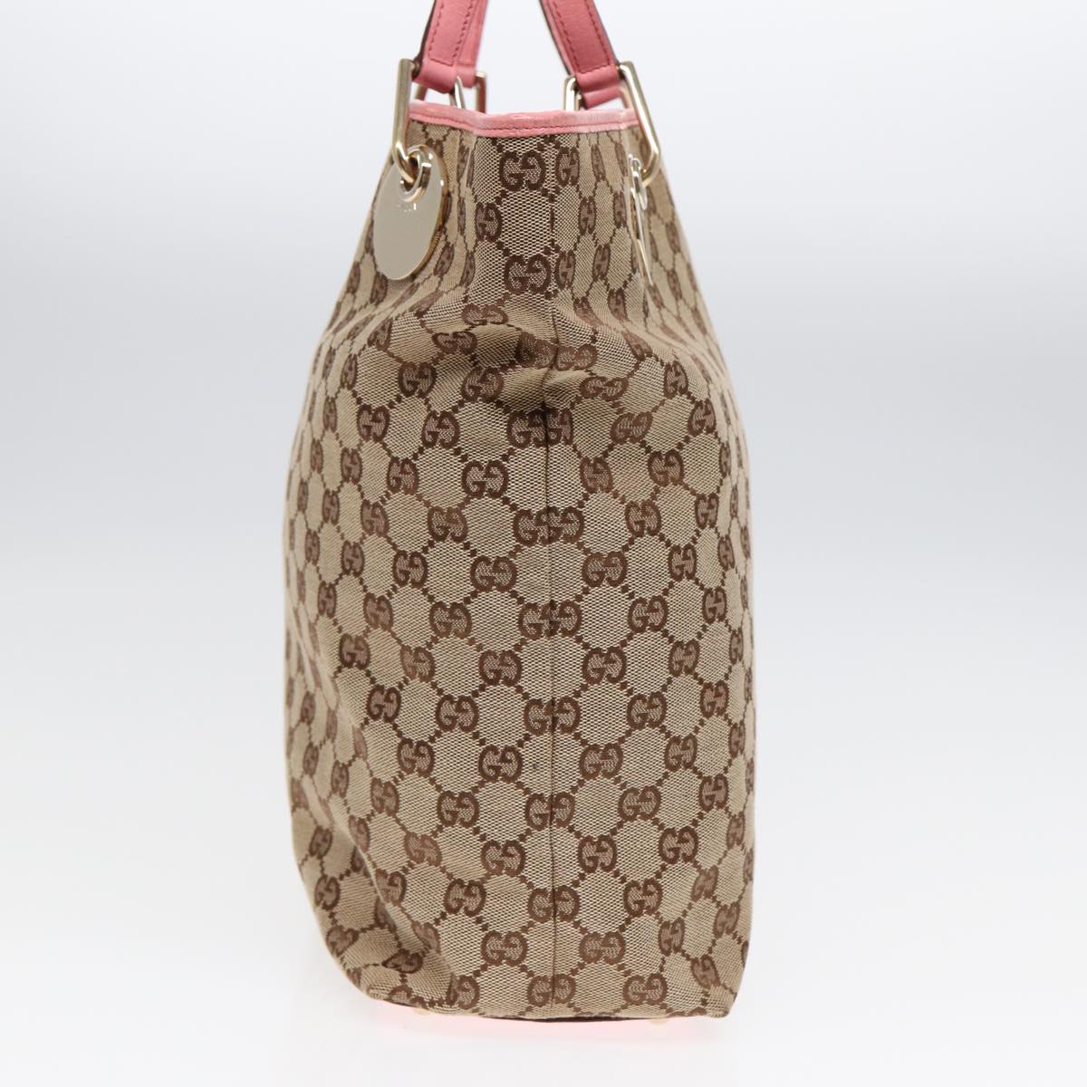 GUCCI GG Canvas Tote Bag Beige Gold 120836 Auth ep5407