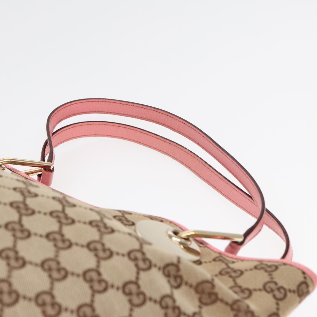 GUCCI GG Canvas Tote Bag Beige Gold 120836 Auth ep5407