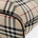 BURBERRY Nova Check Hand Bag Canvas Beige Silver Auth ep5413-9