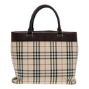BURBERRY Nova Check Hand Bag Canvas Beige Silver Auth ep5413-2