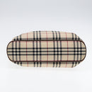 BURBERRY Nova Check Hand Bag Canvas Beige Silver Auth ep5413-5