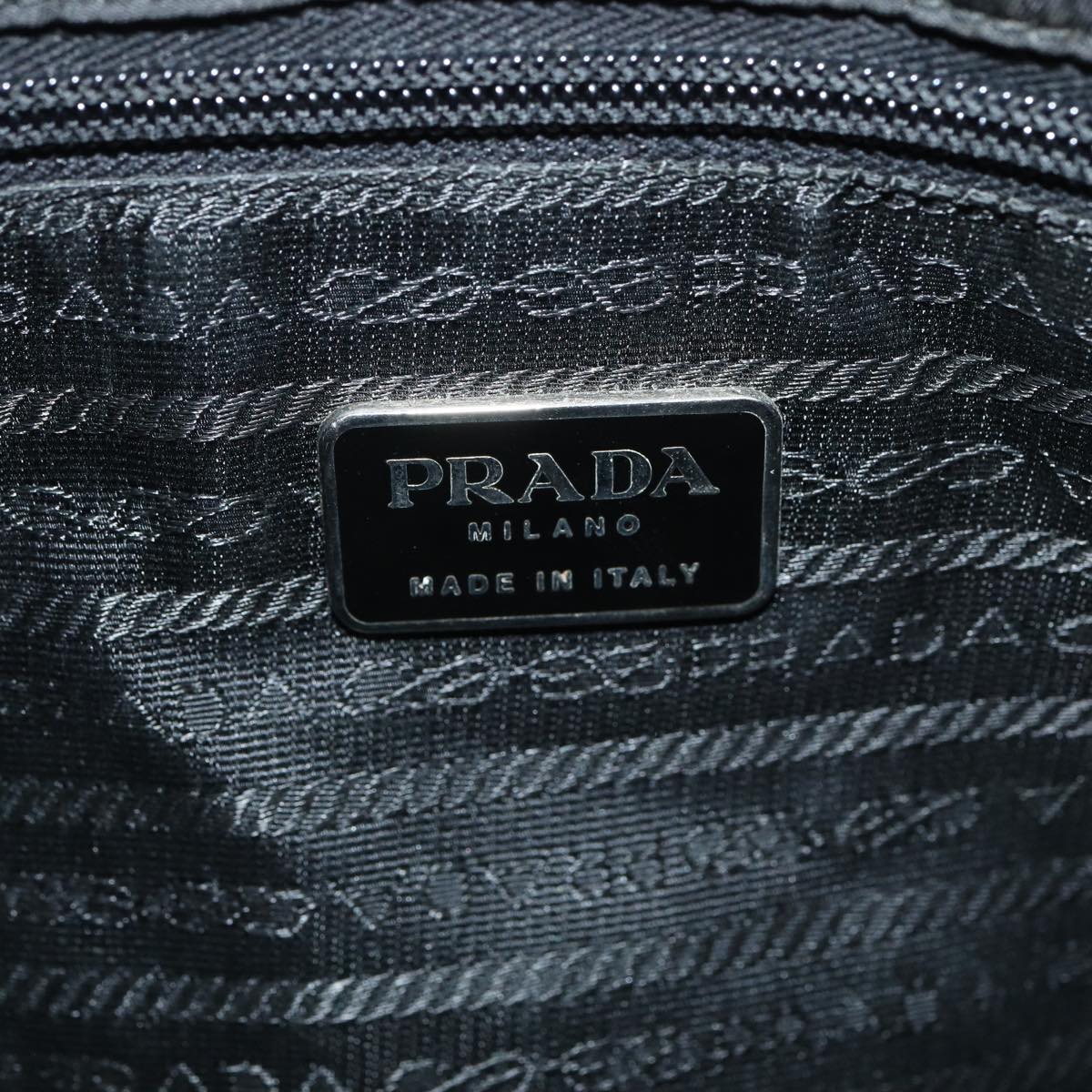 PRADA Chain Tote Bag Nylon Black Silver Auth ep5414