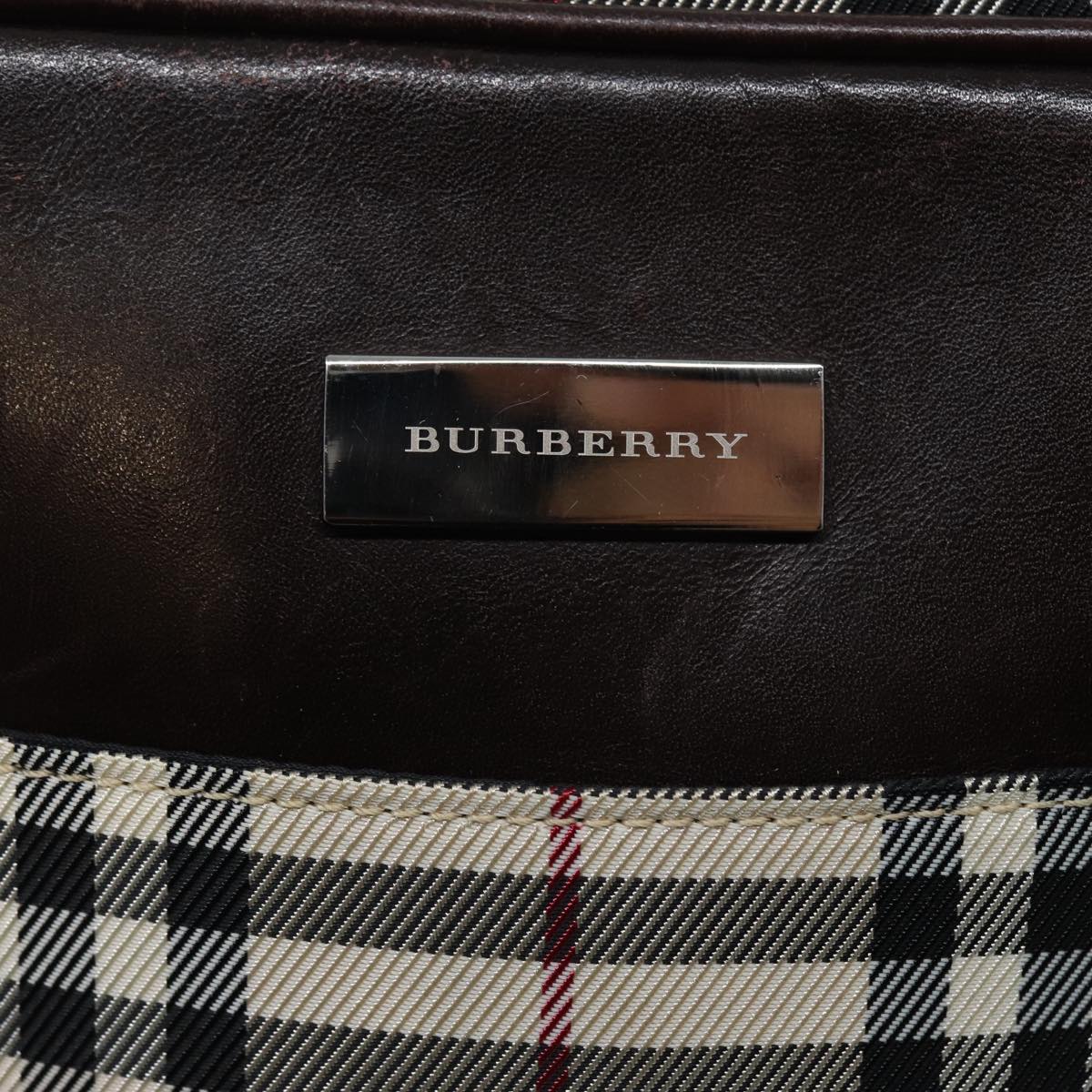 BURBERRY Nova Check Shoulder Bag Canvas Beige Silver Auth ep5417