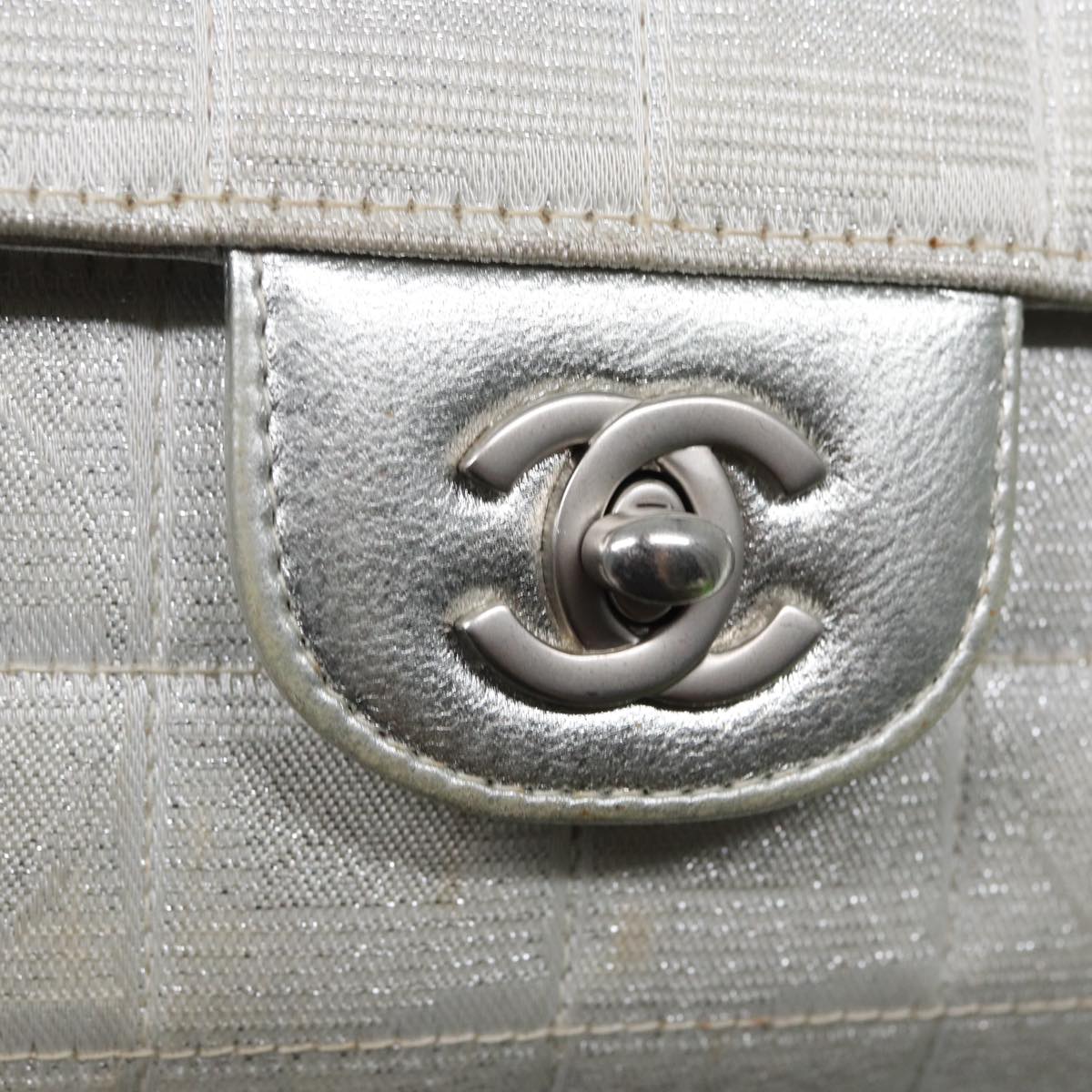 CHANEL Chain New Travel Line Shoulder Bag Nylon Beige Silver CC Auth ep5439