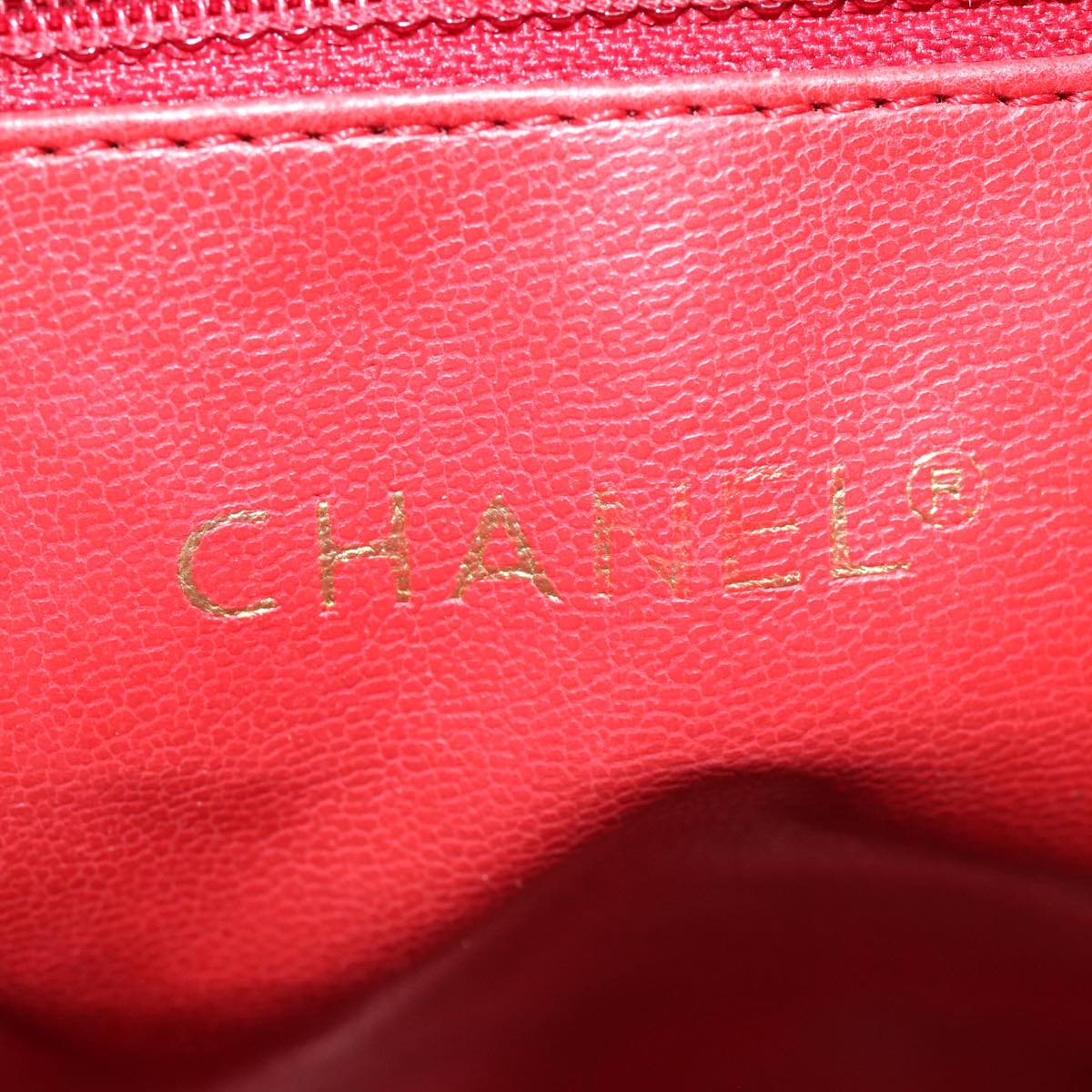 CHANEL Matelasse Chain Shoulder Bag Lamb Skin Red Gold CC Auth ep5445