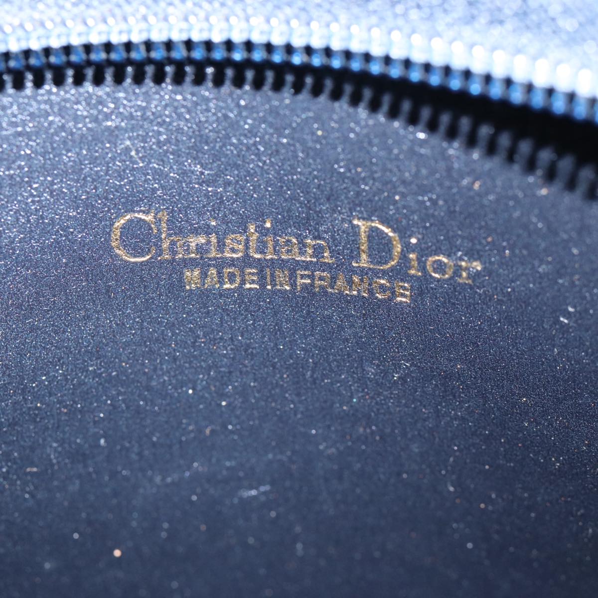 Christian Dior Trotter Canvas Clutch Bag Navy Gold Auth ep5448