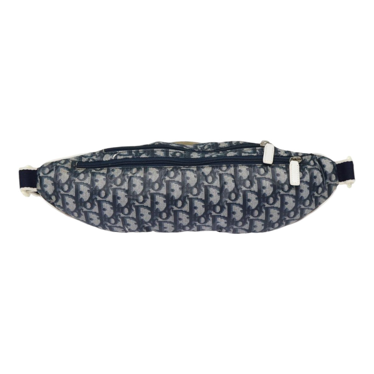 Christian Dior Trotter Canvas Waist bag Nylon Navy Silver Auth ep5452