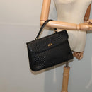 BALLY Hand Bag Leather Black Gold Auth ep5454-22