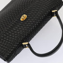 BALLY Hand Bag Leather Black Gold Auth ep5454-5