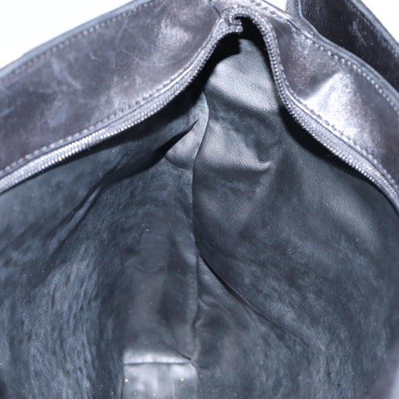 BALLY Tote Bag Leather Black Gold Auth ep5456