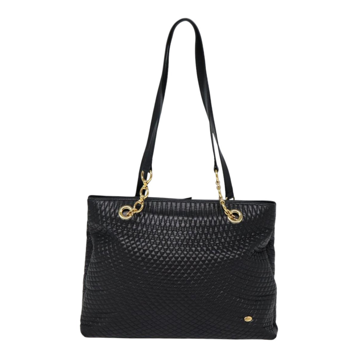 BALLY Tote Bag Leather Black Gold Auth ep5456 - 0