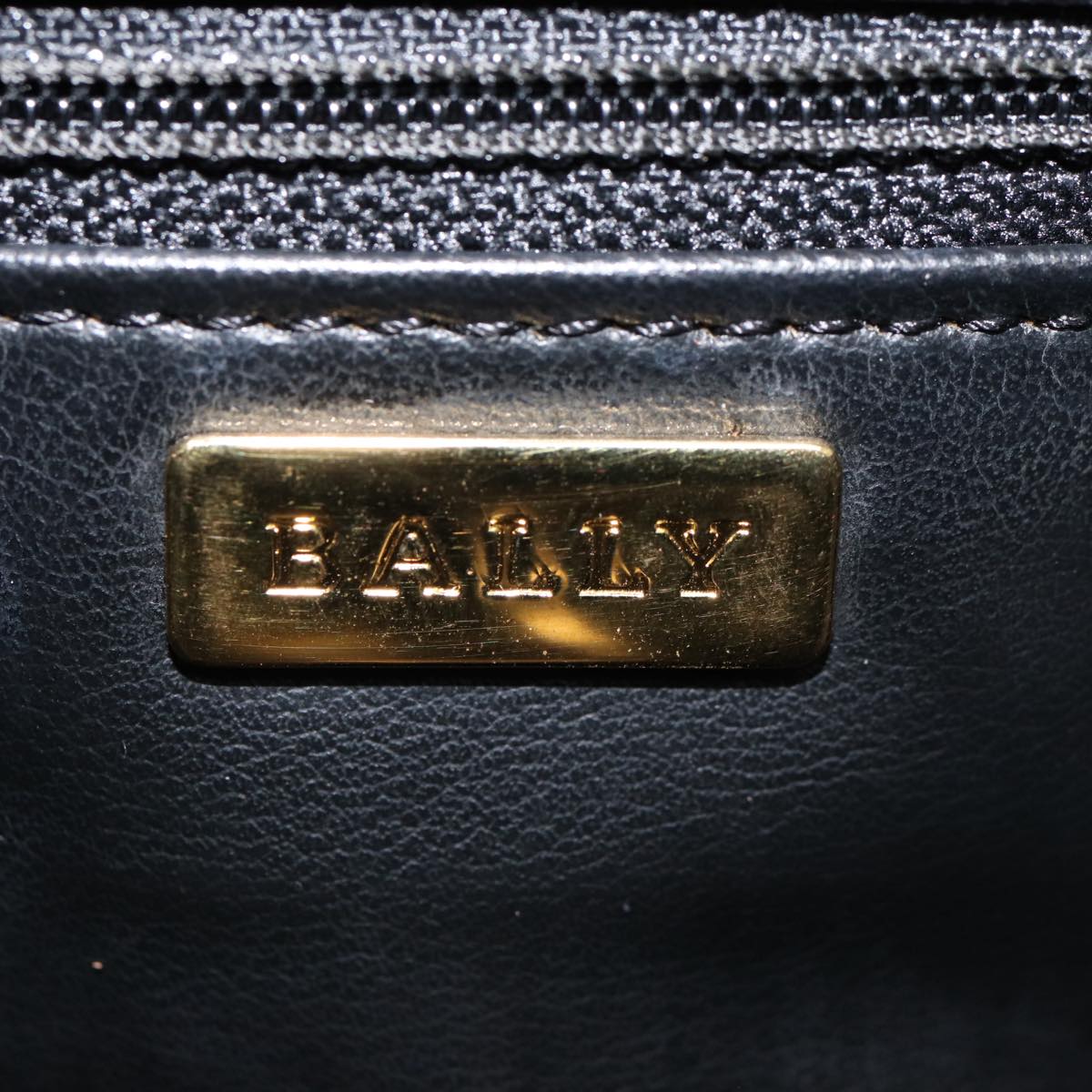 BALLY Tote Bag Leather Black Gold Auth ep5456