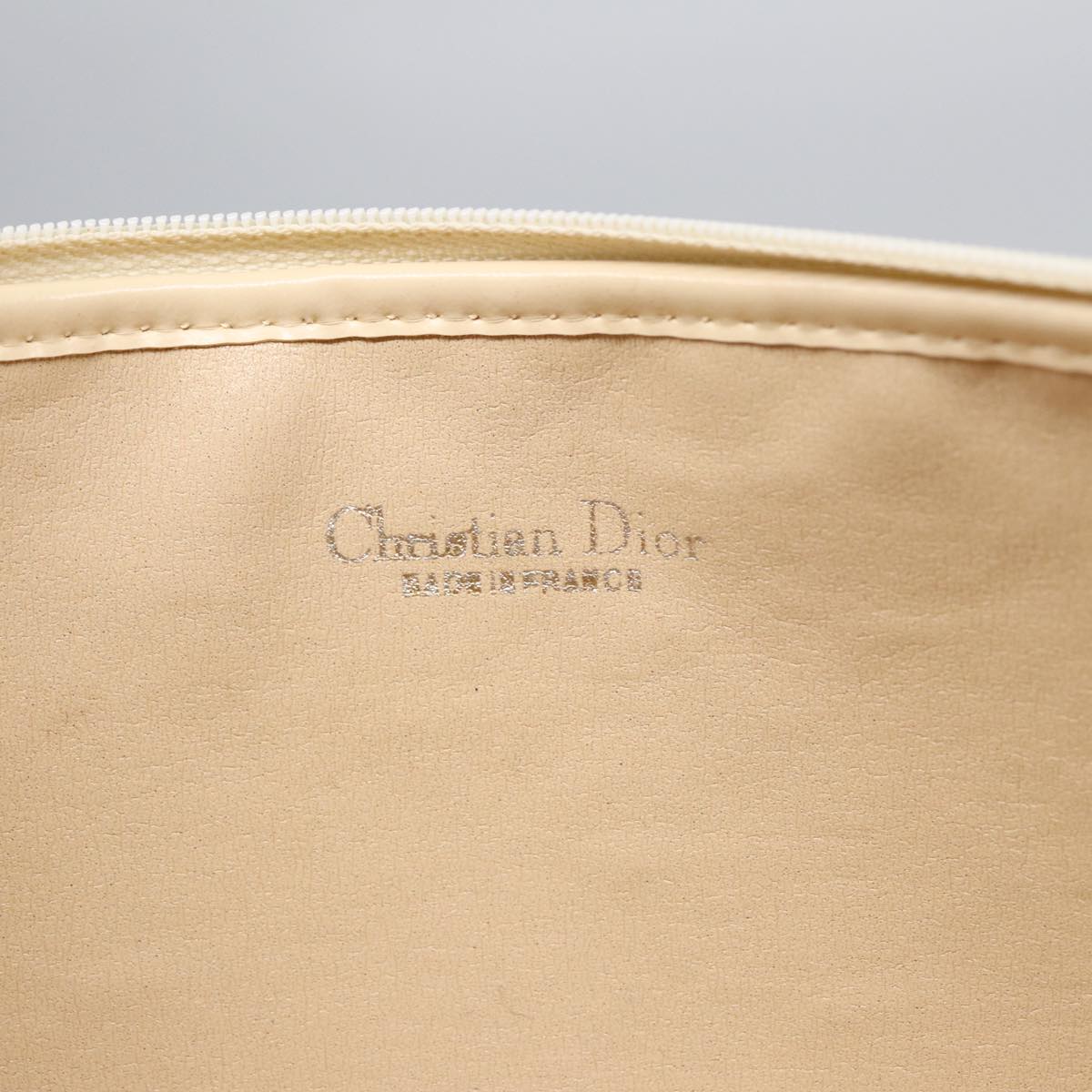 Christian Dior Trotter Canvas Clutch Bag Beige Gold Auth ep5460