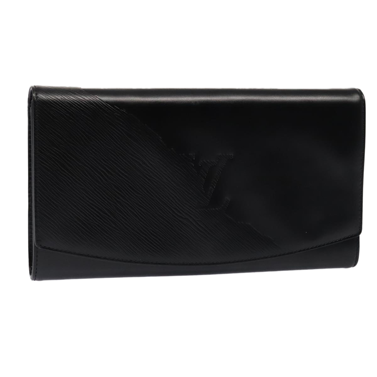 LOUIS VUITTON Opera Line Aegean Clutch Bag Leather Black M63962 LV Auth ep5461