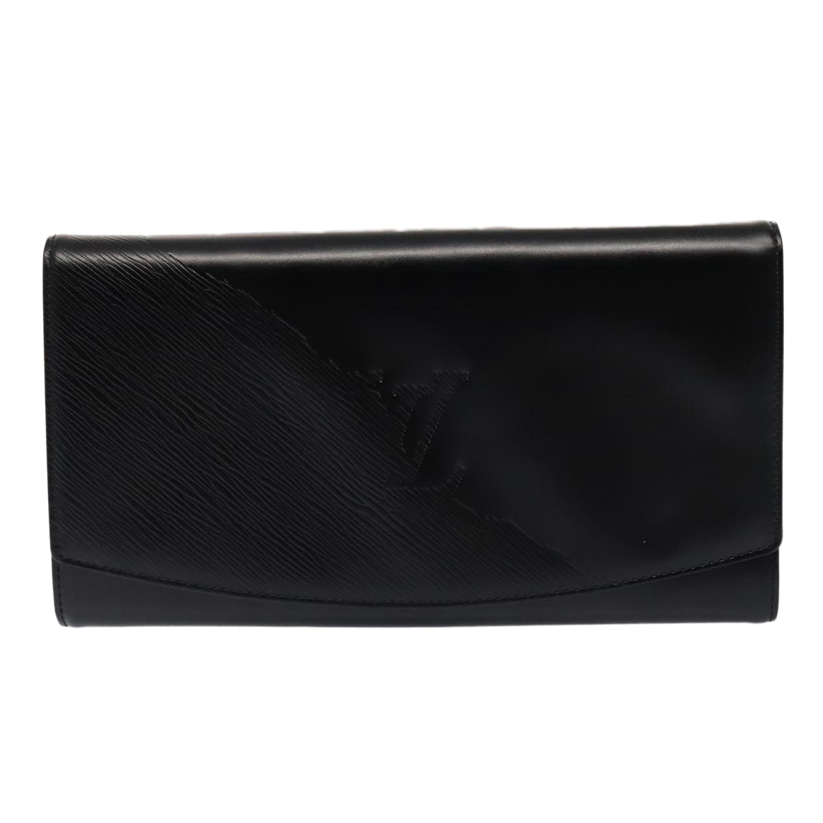 LOUIS VUITTON Opera Line Aegean Clutch Bag Leather Black M63962 LV Auth ep5461