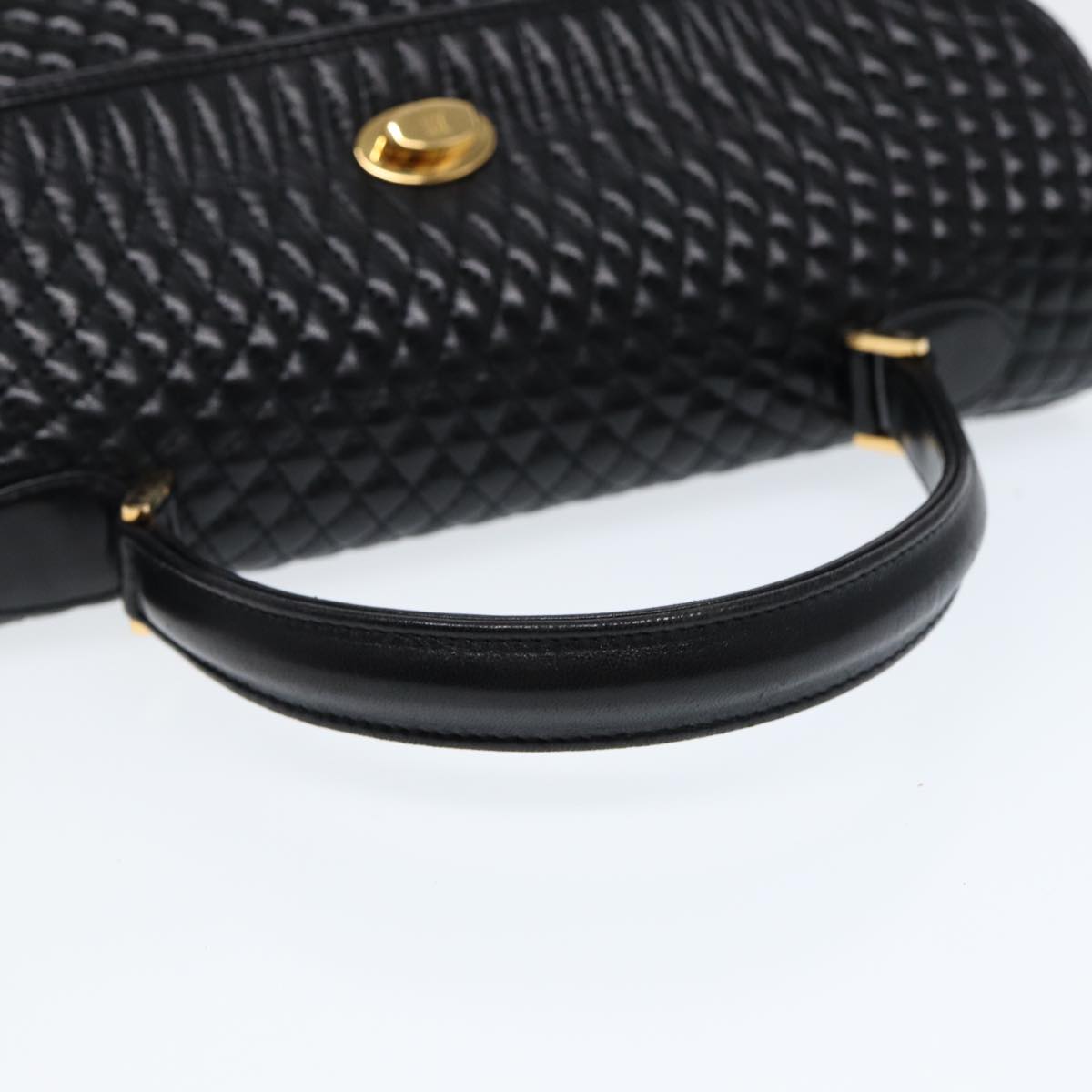 BALLY Hand Bag Leather Black Gold Auth ep5479