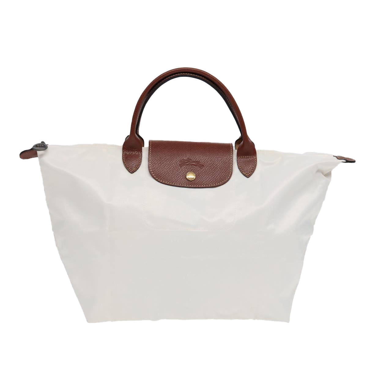 LONGCHAMP Tote Bag Nylon Leather White Gold Silver Auth ep5484 - 0