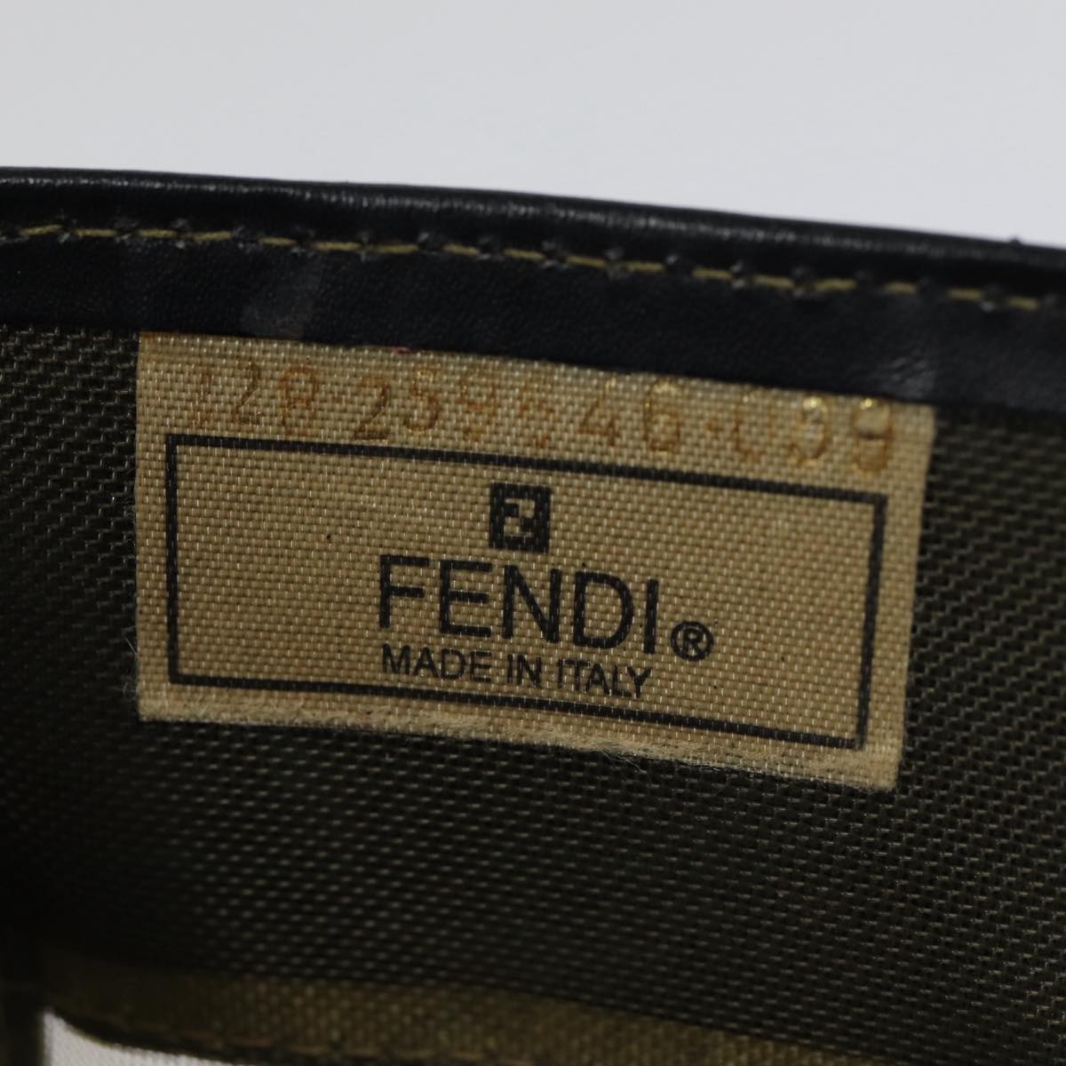 FENDI Tote Bag Nylon Leather Black Khaki gold Auth ep5485