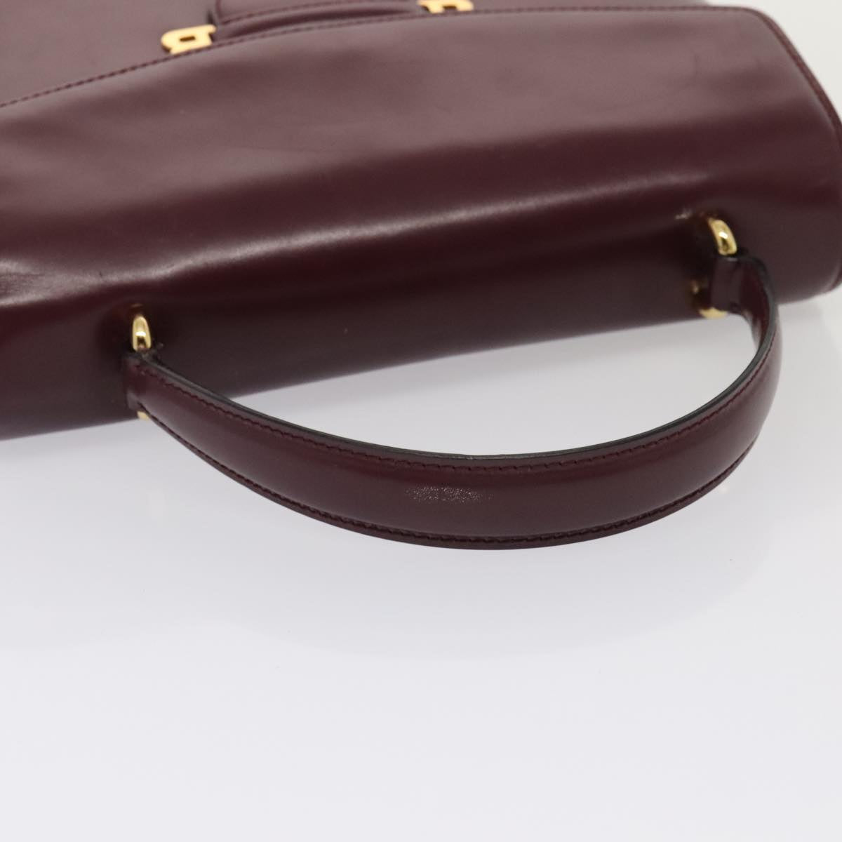 BALLY Hand Bag Leather 2way Wine Red Gold Auth ep5502