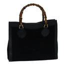GUCCI Bamboo Hand Bag Suede Leather Black Gold 002 1186 0260 Auth ep5511-1
