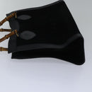 GUCCI Bamboo Hand Bag Suede Leather Black Gold 002 1186 0260 Auth ep5511-5