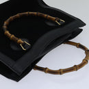 GUCCI Bamboo Hand Bag Suede Leather Black Gold 002 1186 0260 Auth ep5511-6