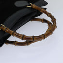 GUCCI Bamboo Hand Bag Suede Leather Black Gold 002 1186 0260 Auth ep5511-7