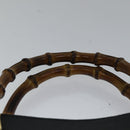 GUCCI Bamboo Hand Bag Suede Leather Black Gold 002 1186 0260 Auth ep5511-8