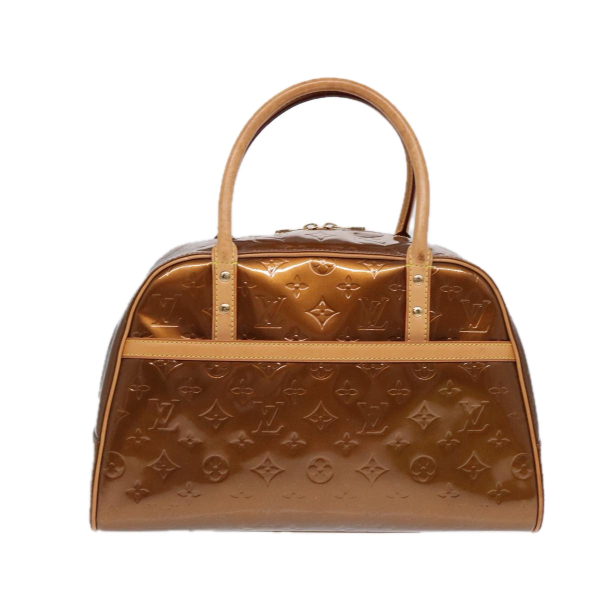 LOUIS VUITTON  Vernis Tompkins Square Hand Bag Bronze M91103 LV Auth ep5513