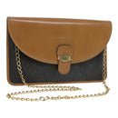Christian Dior Chain Shoulder Bag PVC Leather Black Brown gold Auth ep5515-1